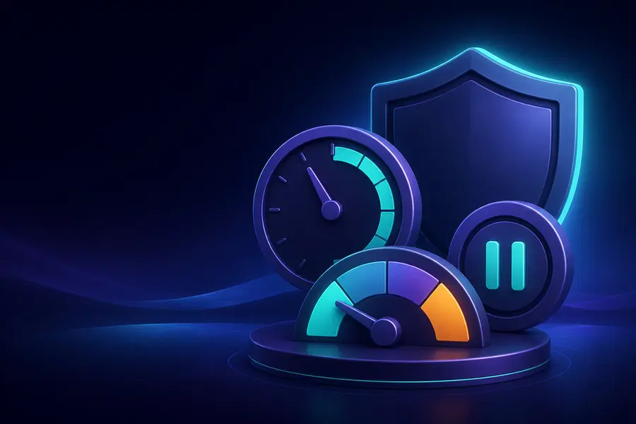 Time limit, budget gauge, pause control and protection shield